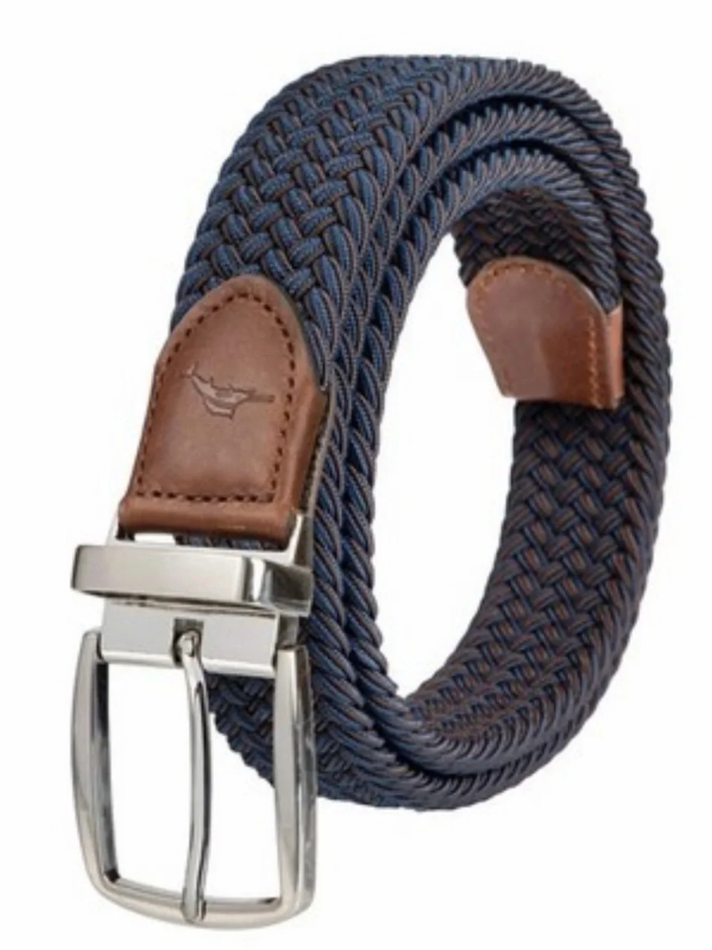 Tommy Bahama Mixed Media Braided Belt Leather Details Silver Buckle Classic